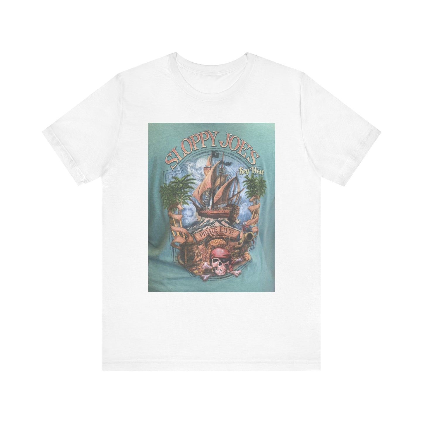 "Key West Sloppy Joe sandwich t-shirt with vintage foodie artwork, perfect for casual wear and beach vibes