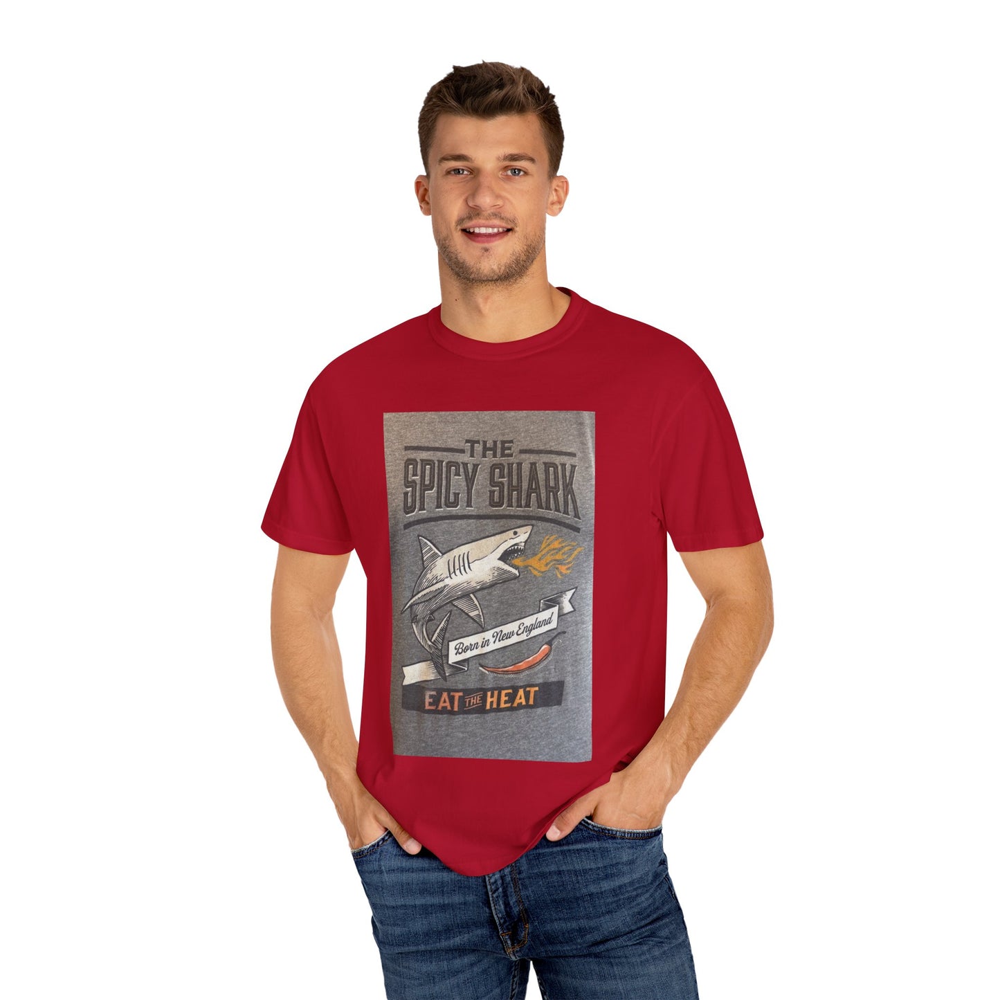 Spicy Shark Unisex T-Shirt | Relaxed Fit, Beachwear & BBQ Gift Idea