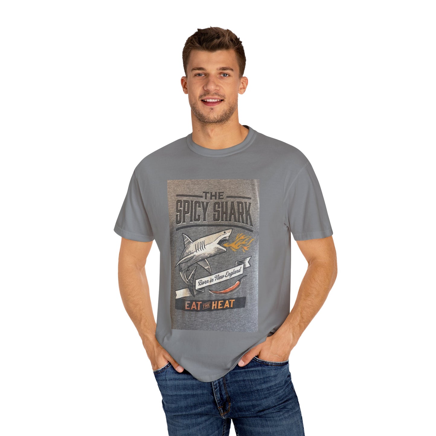 Spicy Shark Unisex T-Shirt | Relaxed Fit, Beachwear & BBQ Gift Idea