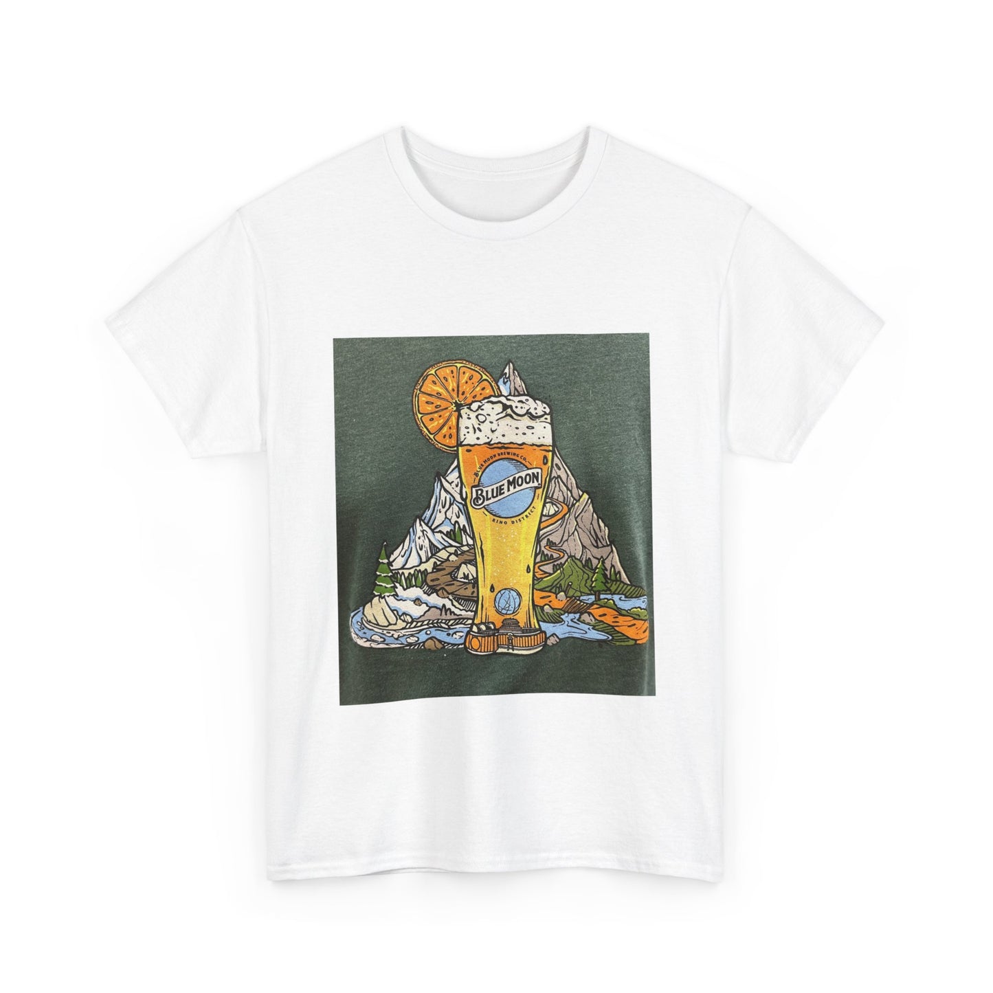 Unisex Heavy Cotton Tee Blue moon mountains