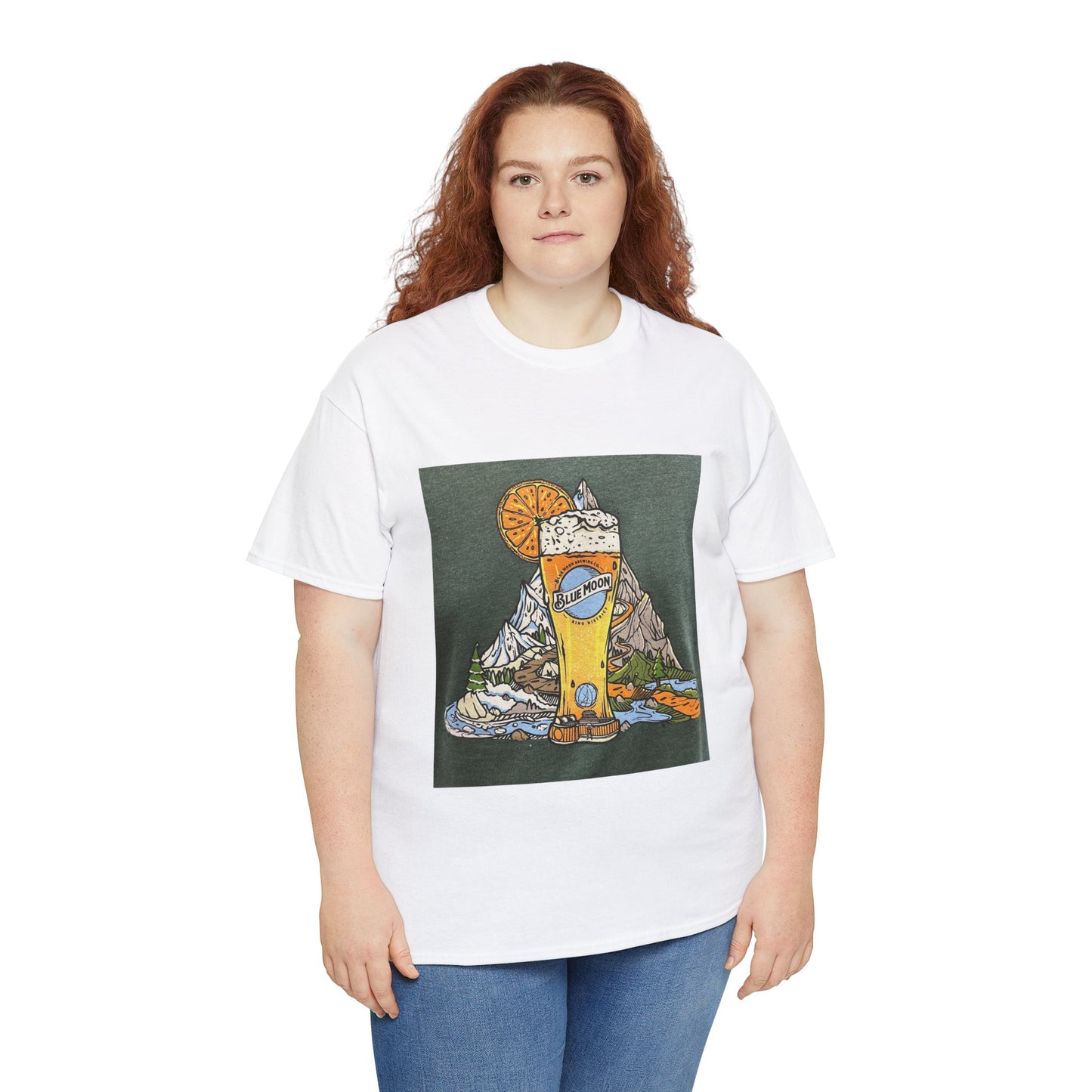 Unisex Heavy Cotton Tee Blue moon mountains
