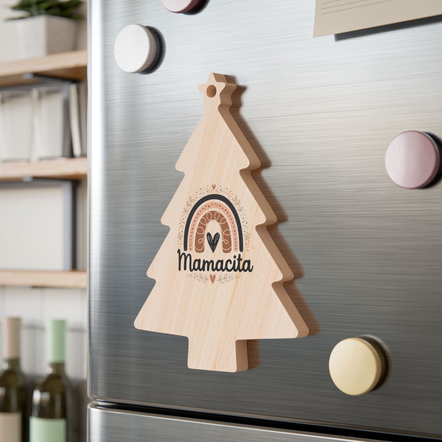 Mamacita Wooden Ornament | Rustic Rainbow Mom Gift