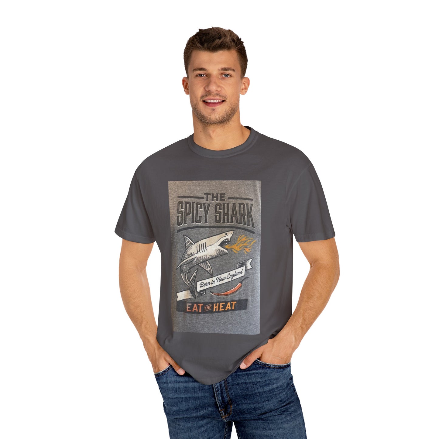 Spicy Shark Unisex T-Shirt | Relaxed Fit, Beachwear & BBQ Gift Idea