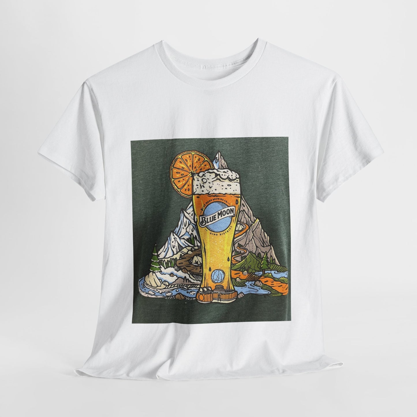 Unisex Heavy Cotton Tee Blue moon mountains