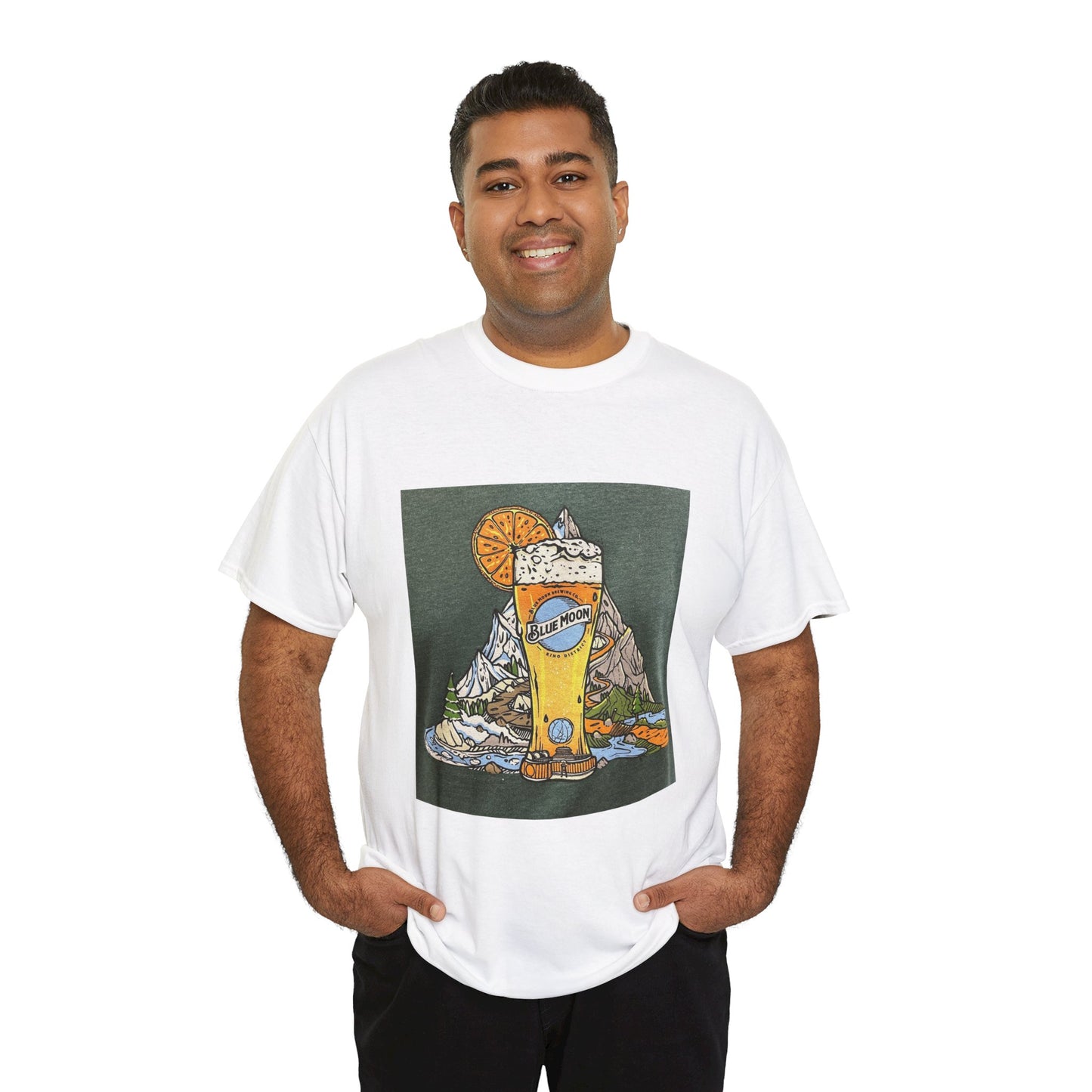 Unisex Heavy Cotton Tee Blue moon mountains