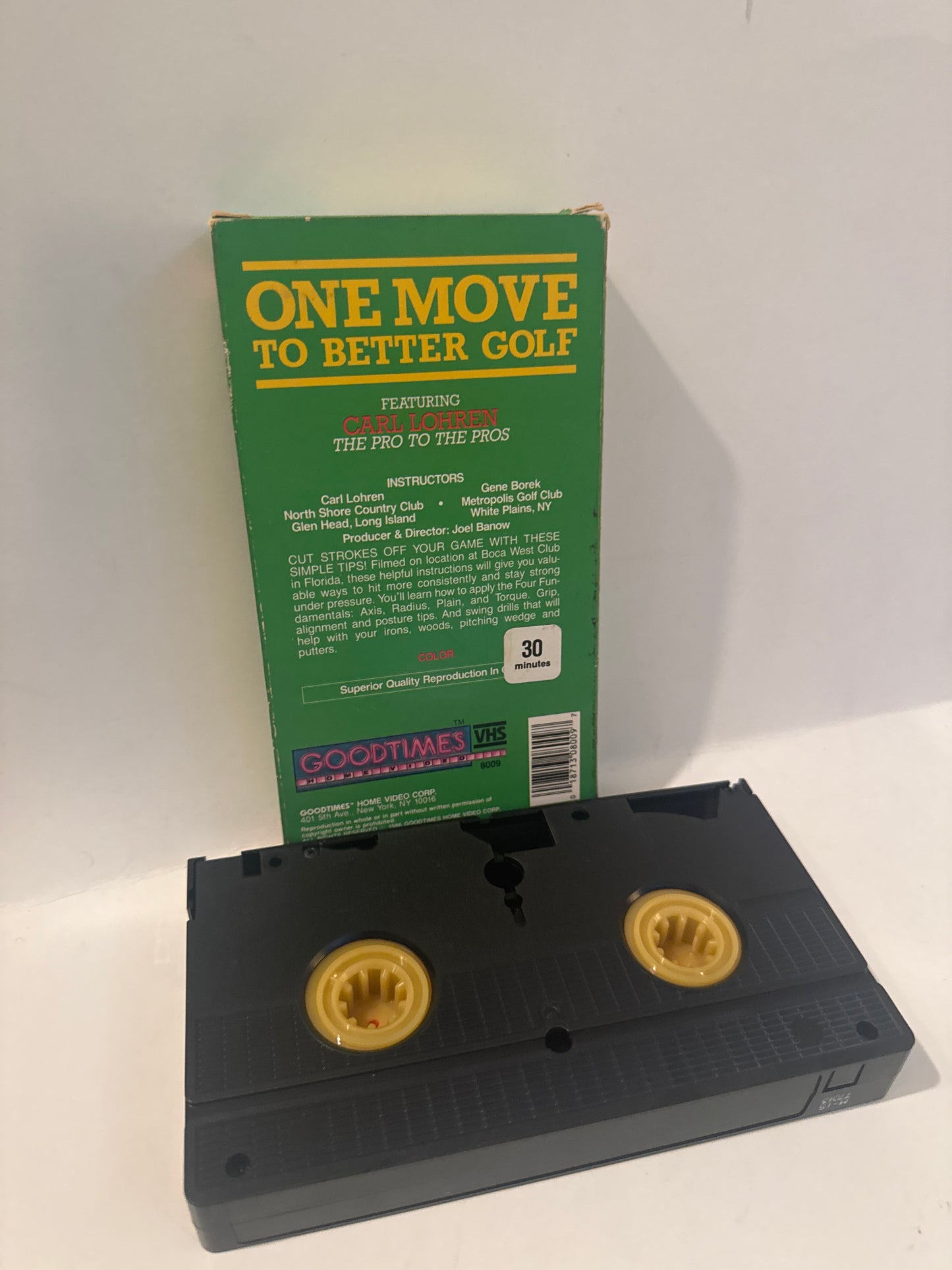 One Move to Better Golf VHS green cardboard sleeve with yellow title and black VHS tape by EveryMailBox