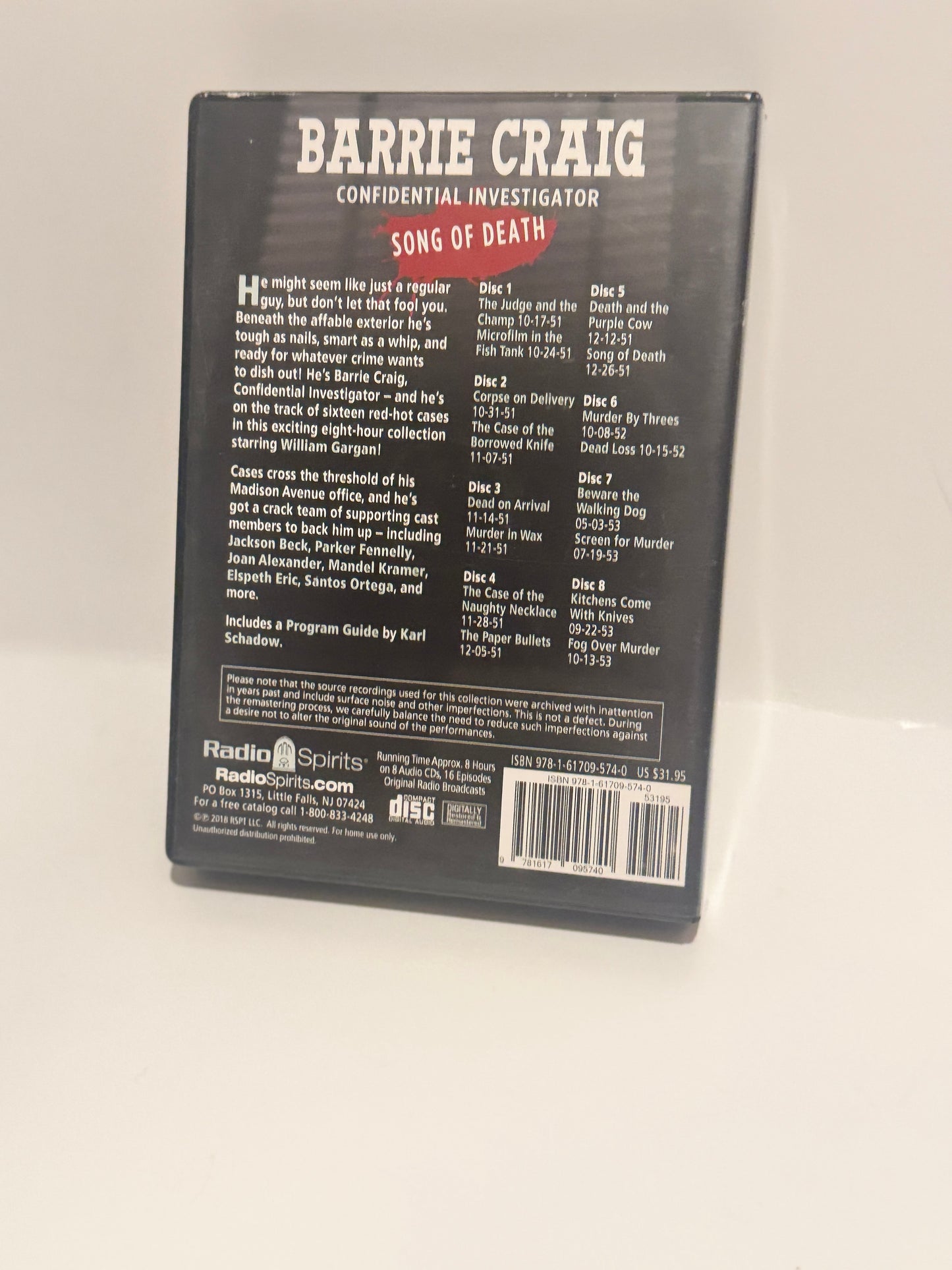Barrie Craig Confidential Investigator: Song of Death - Classic Radio Detectives (16 Episodes on 8 CDs)