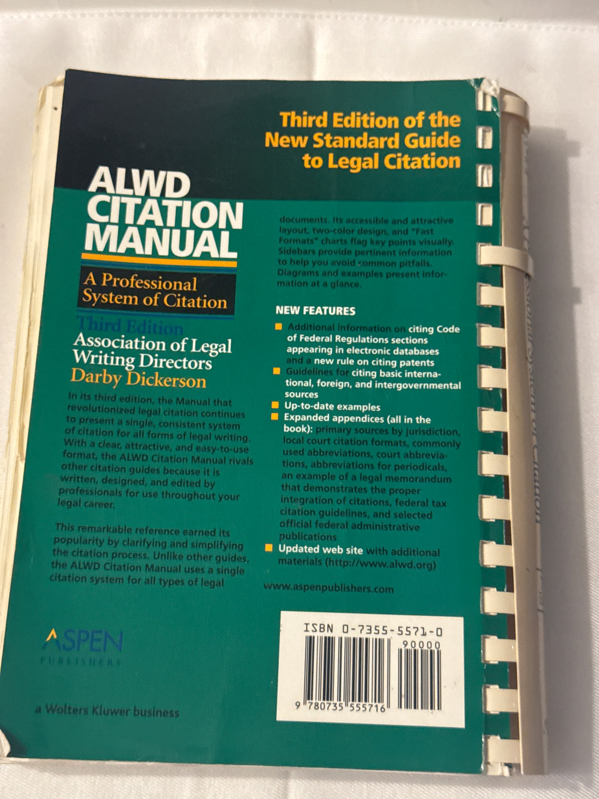 ALWD Citation Manual 3rd Edition Darby Dickerson Legal Writing Law Reference