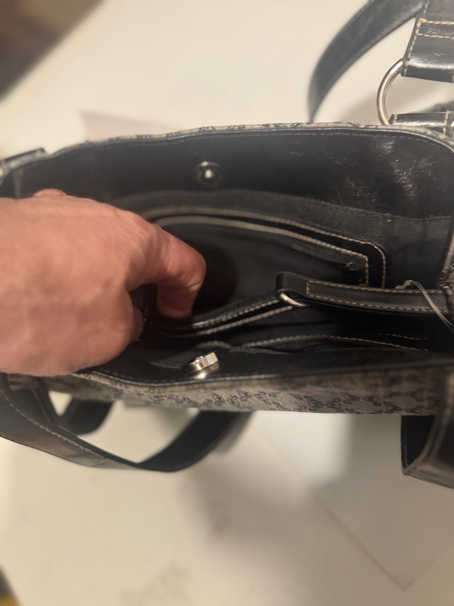 Rosetti Gray Pocketbook with Chic Black Straps and Matching Pouch