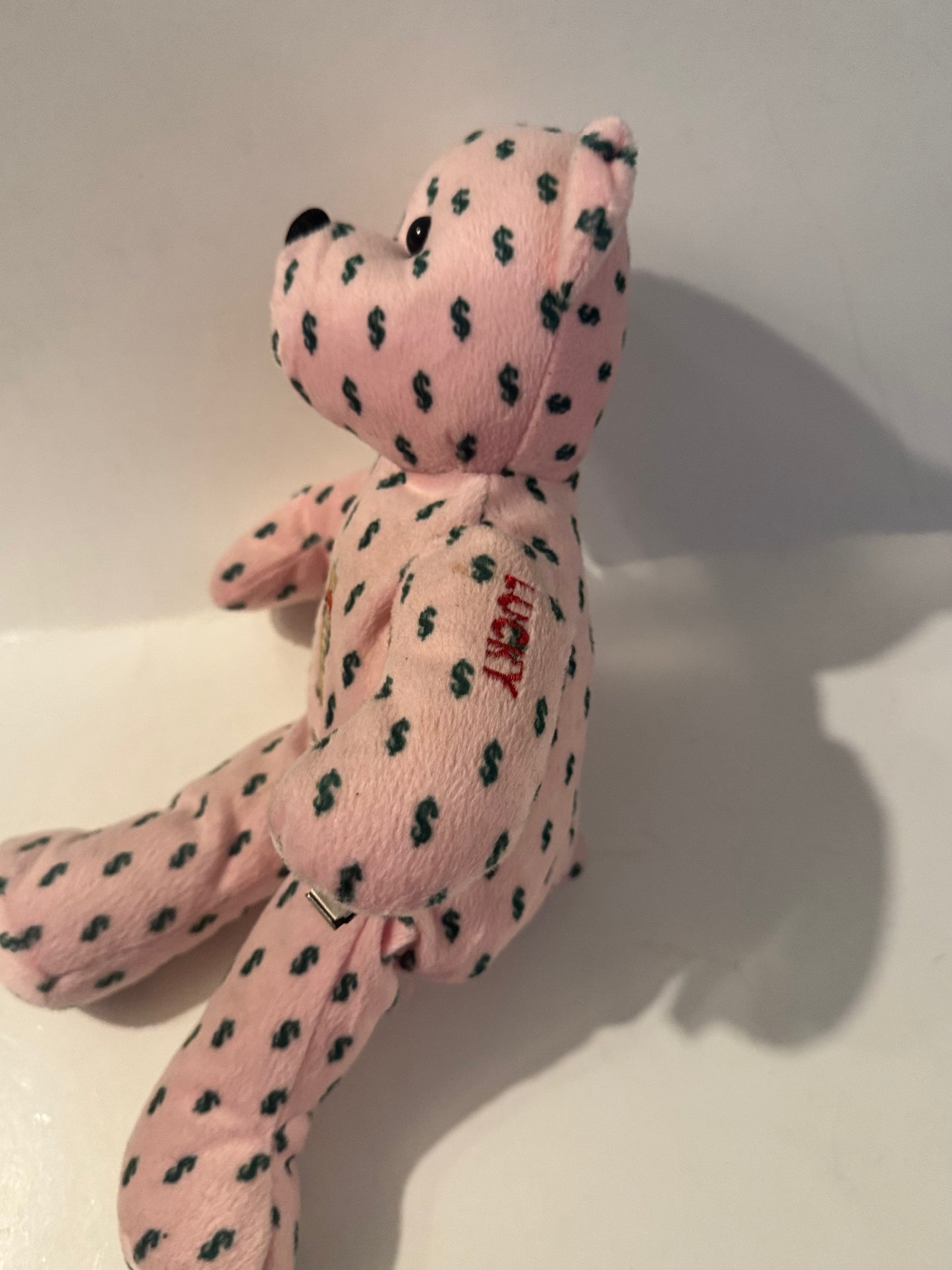 Lottery Bear Plush – Money Sign Novelty Collectible Toy