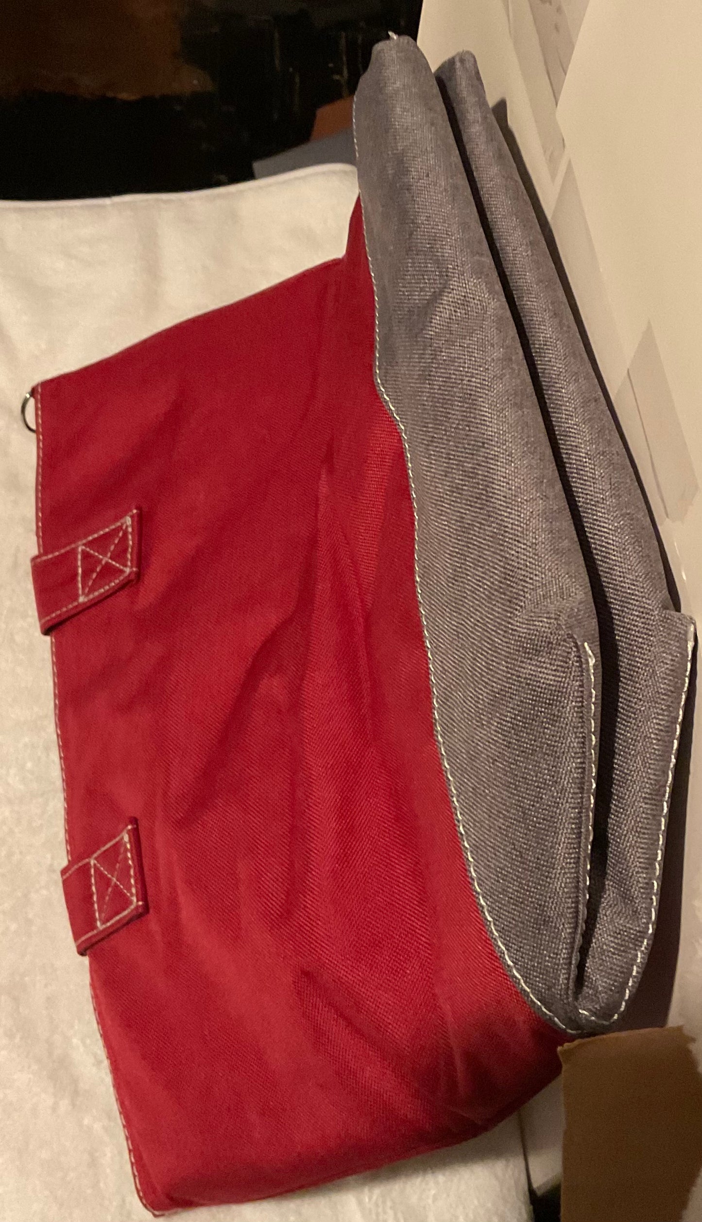 Red and Grey Canvas Zippered Tote Bag by LOCK&LOCK