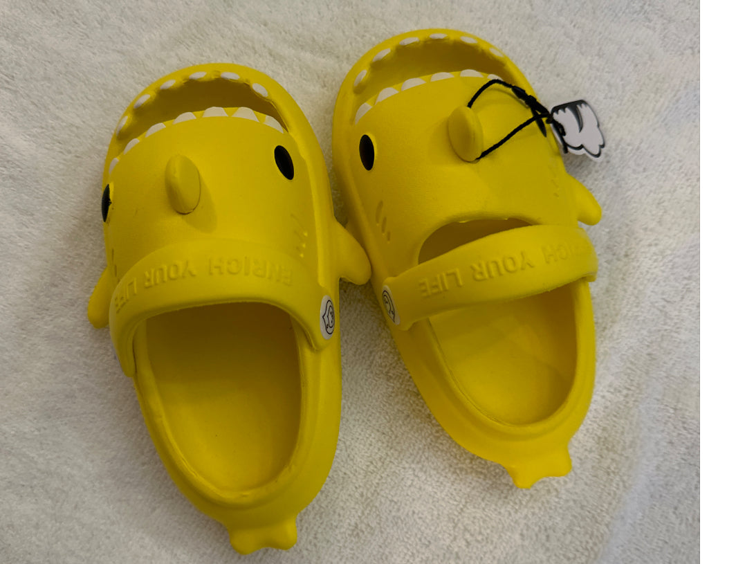 Sunny Shark Kids’ Beach Slides - Bright & Playful