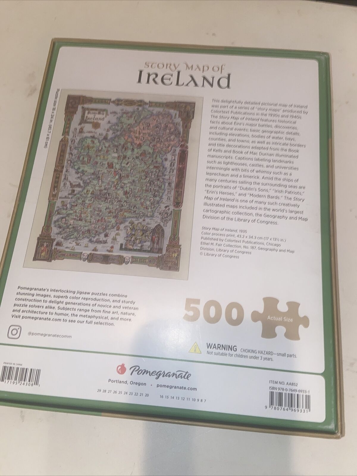 Pomegranate Art Piece Puzzle Story Map of Ireland 500 Pieces