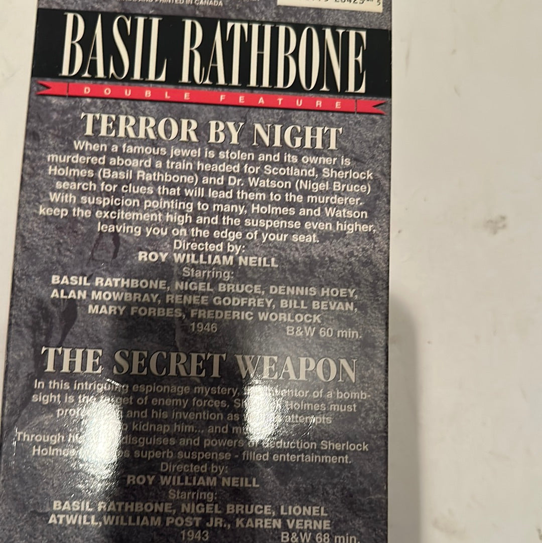 Basil Rathbone VHS collection double feature with Terror by Night and The Secret Weapon movies on VHS tape