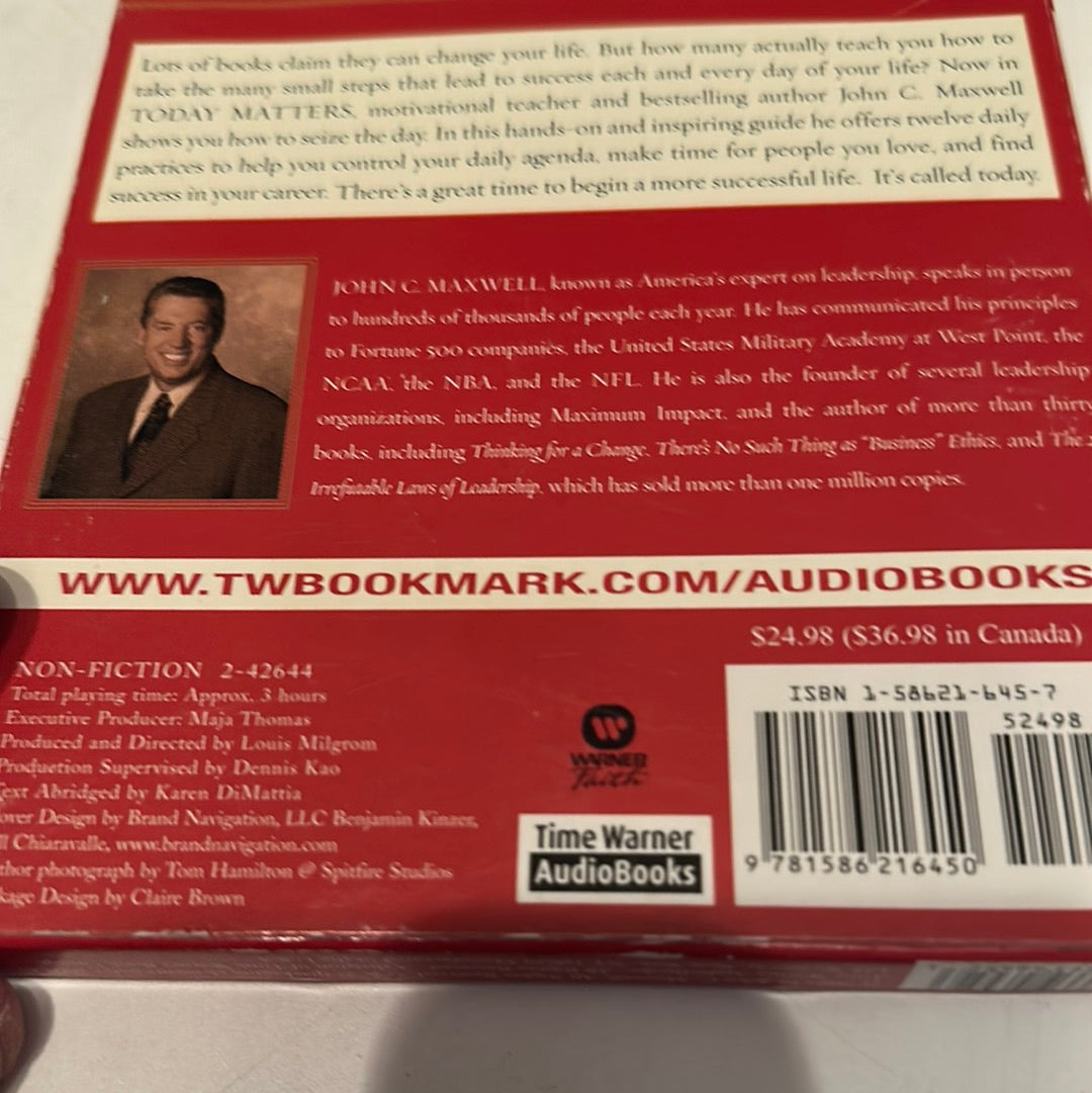 Audio book packaging for EveryMailBox featuring 12 daily practices for success by John C Maxwell