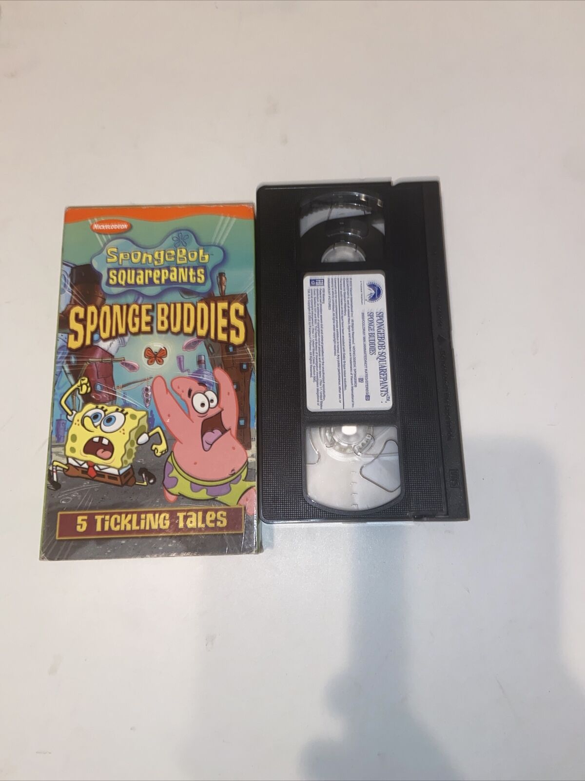 Spongebob Sponge Buddies VHS 2002 tape with colorful cardboard sleeve showing SpongeBob and Patrick