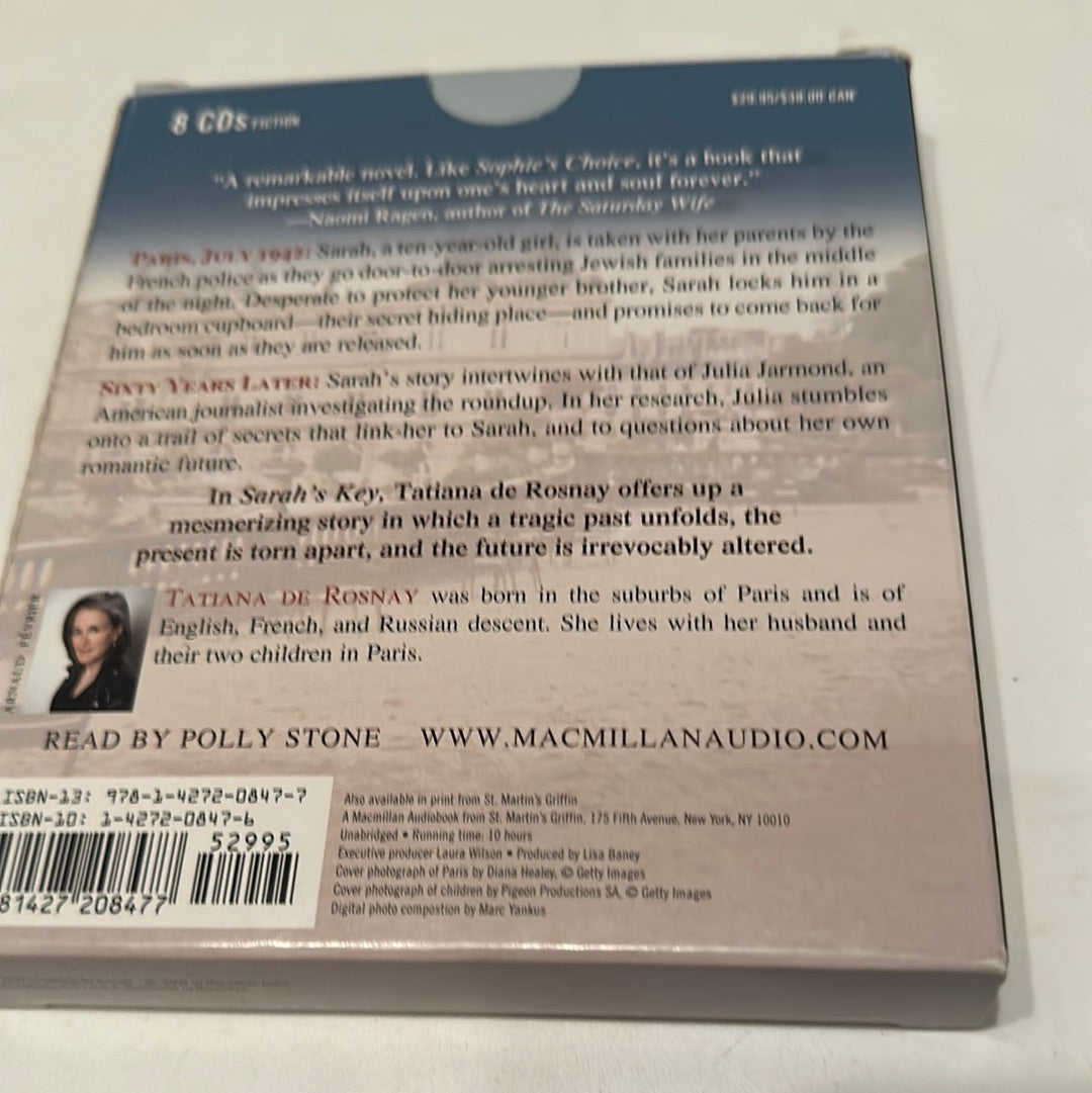 Back cover of Sarah's Key book for sale audiobook edition read by Polly Stone
