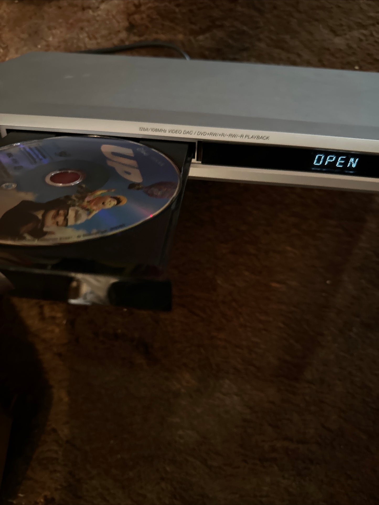 EveryMailBox used DVD CD player with disc tray open showing a movie DVD buy used DVD CD player online