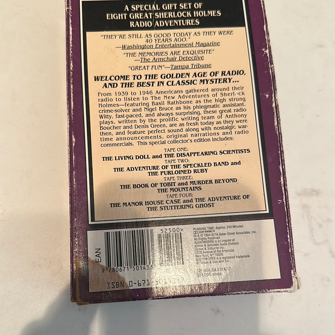 EveryMailBox Sherlock Holmes radio adventure gift set with eight classic mystery episodes on vintage VHS packaging