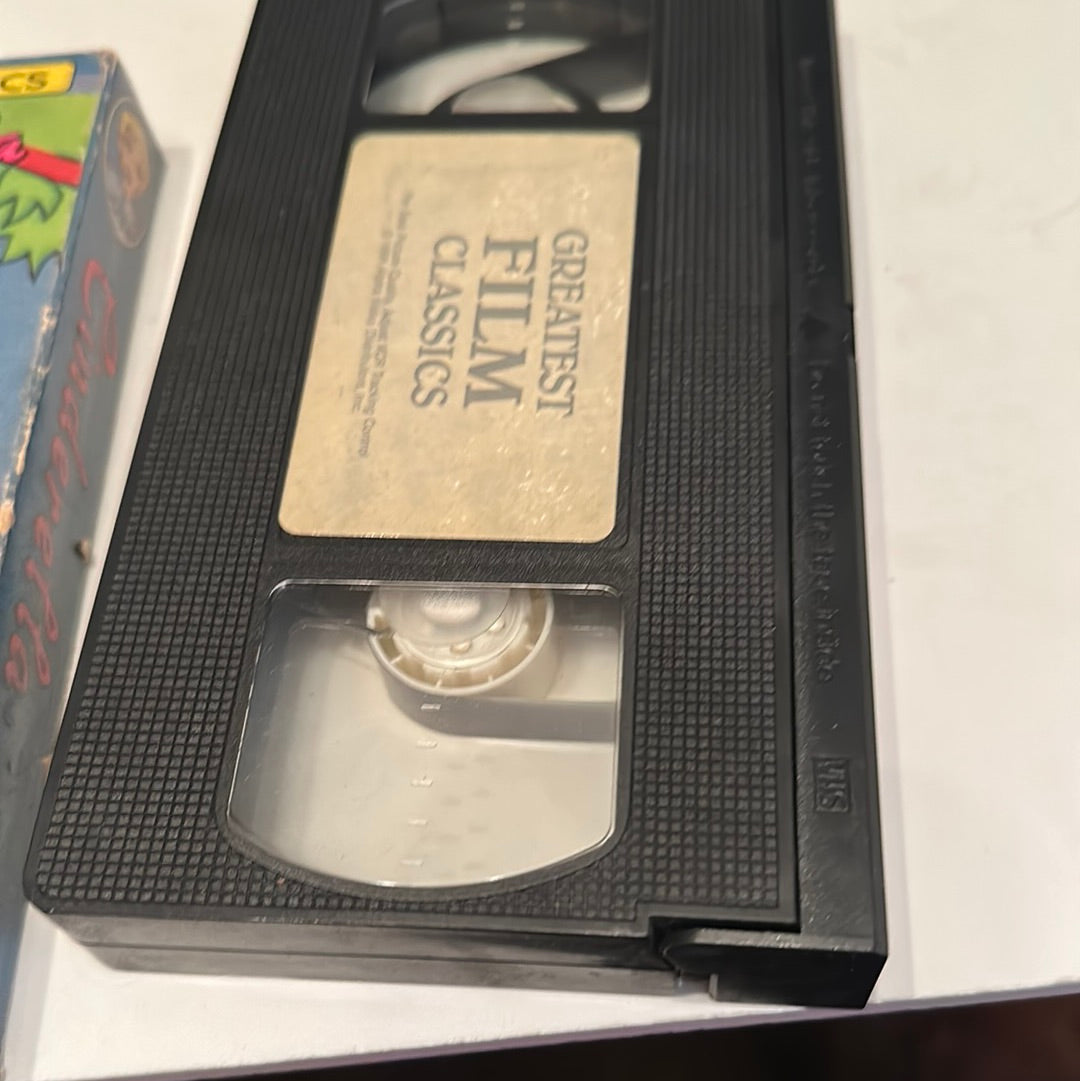 Vintage Cinderella collectibles VHS tape labeled Greatest Film Classics by EveryMailBox on white surface
