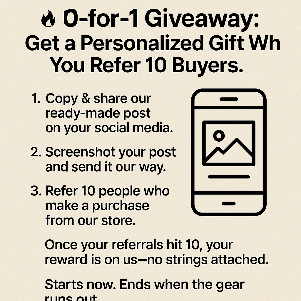 🔥 10-for-1 Giveaway: Get a Personalized Gift When You Refer 10 Buyers!
