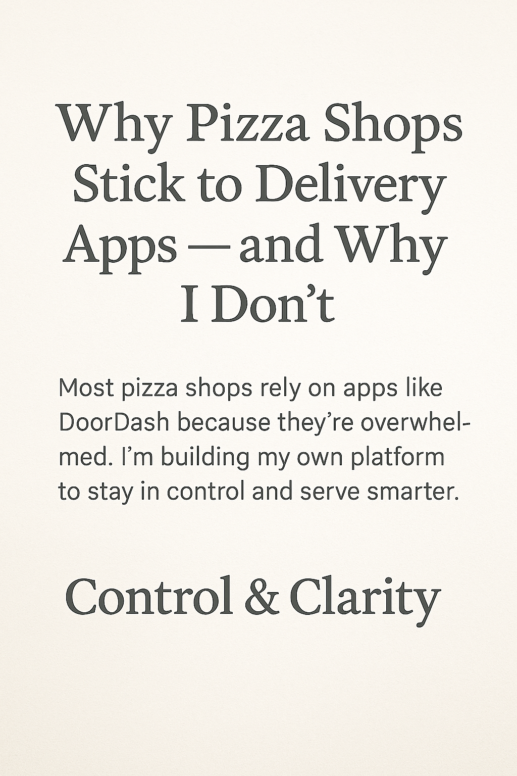 Why Pizza Shops Stick to Delivery Apps — and Why I Don’t