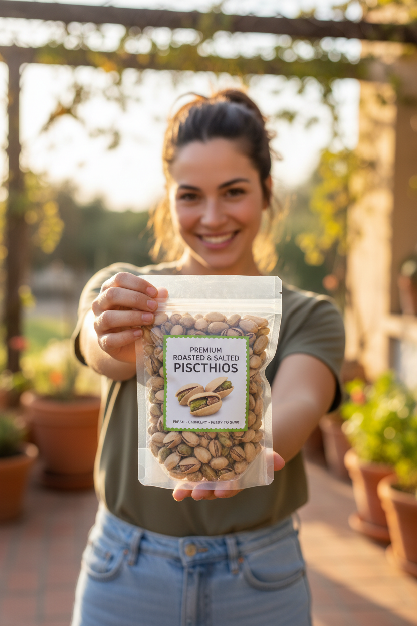 Model with Pistachio Bag