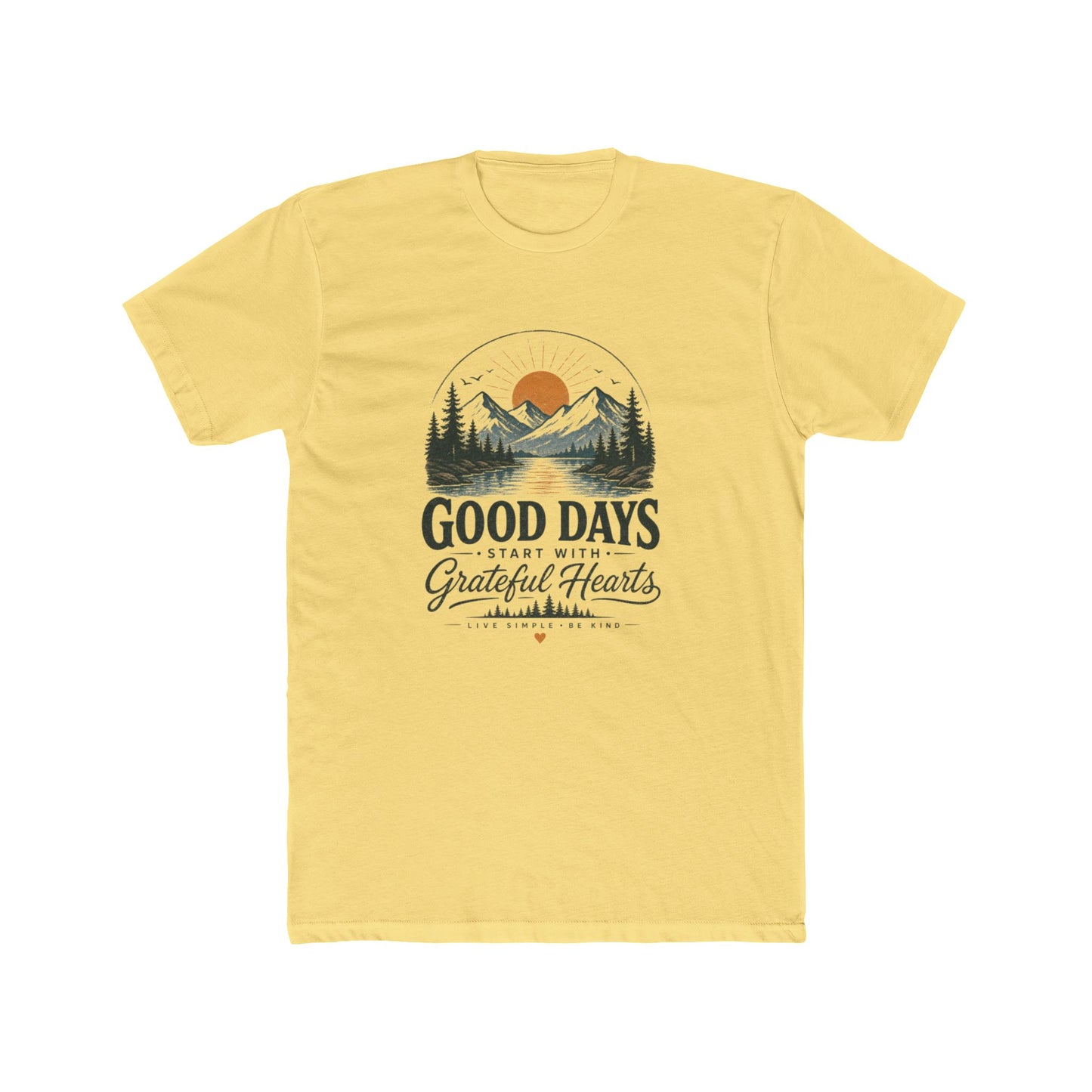 Good Days Start With Grateful Hearts T-Shirt | Mountain Sunrise Graphic Tee