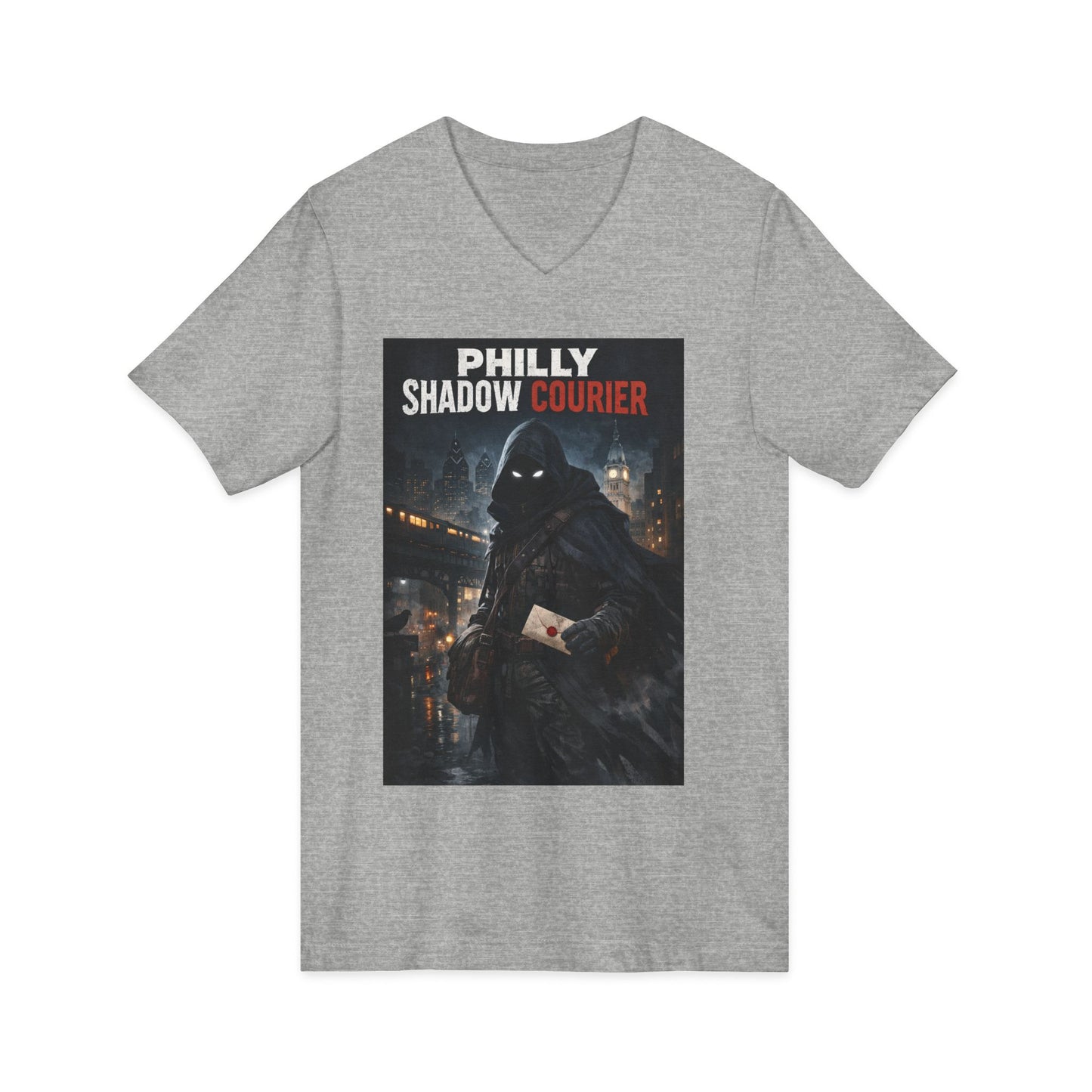 Philly Shadow Courier V‑Neck Tee – Unisex Graphic Shirt