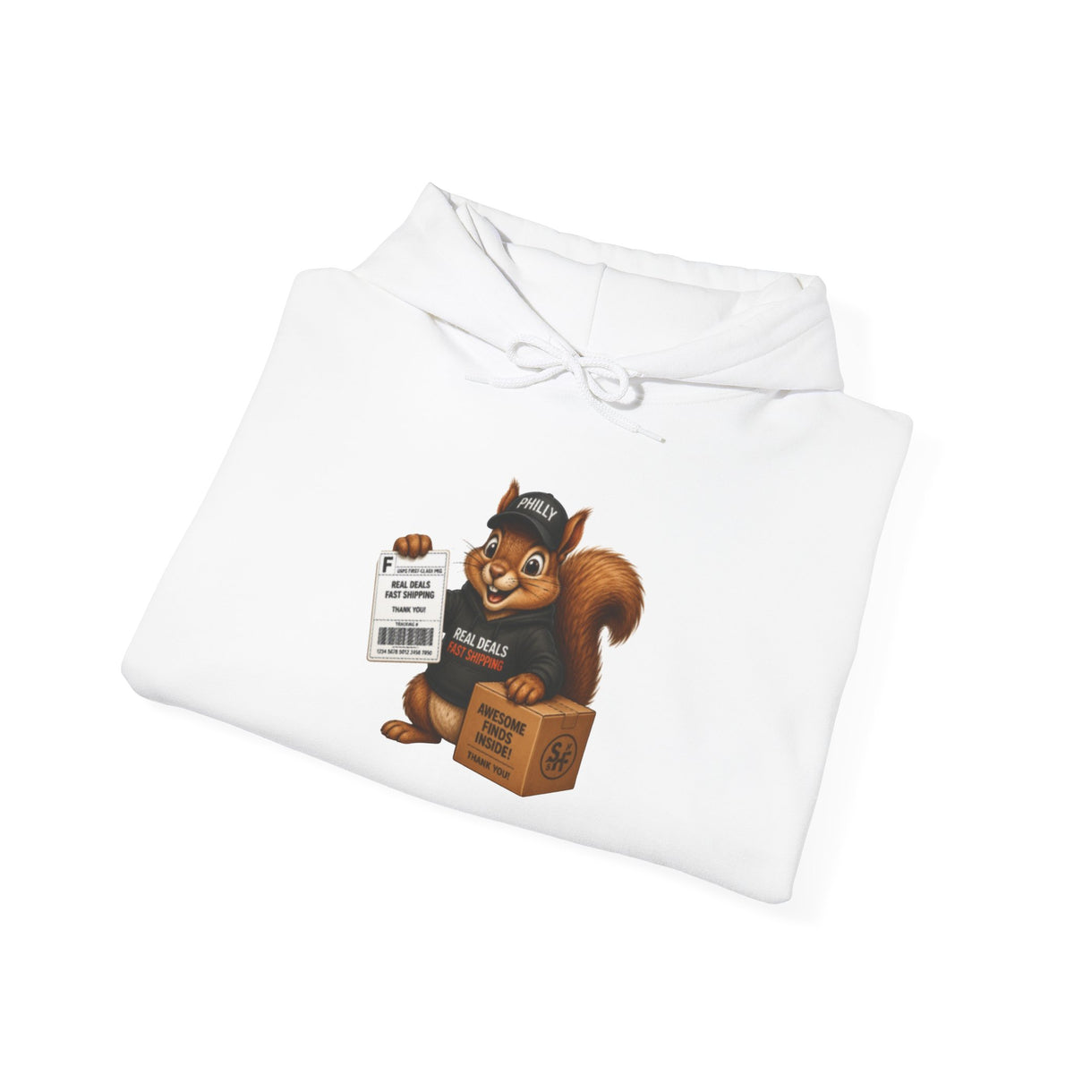 Squirrel Courier Hoodie – Cute Delivery Squirrel Holding Package & Receipt
