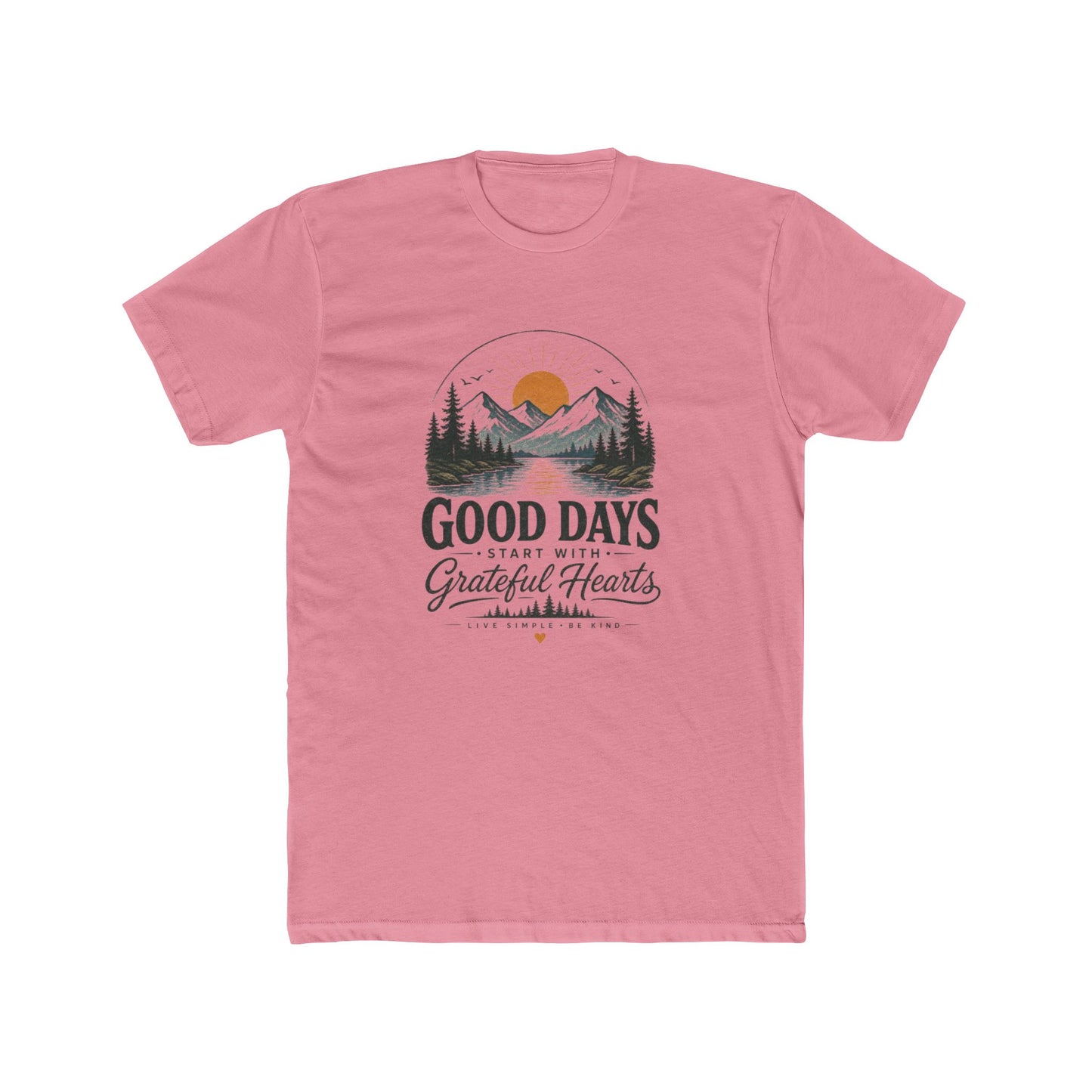 Good Days Start With Grateful Hearts T-Shirt | Mountain Sunrise Graphic Tee