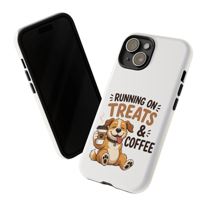 Running on Treats & Coffee Phone Case | Cute Dog Design for iPhone & Samsung