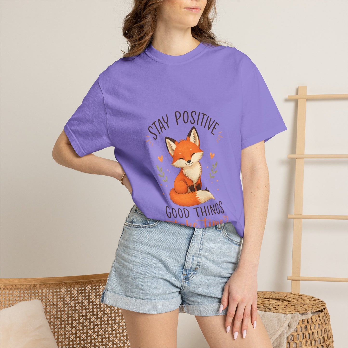 Fox Graphic T-Shirt — "Good Things Take Time" Stay Positive Inspirational Tee