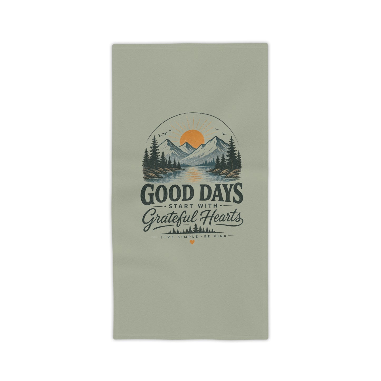 Good Days Grateful Hearts Beach Towel | Mountain Sunrise Print