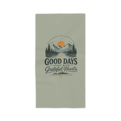 Good Days Grateful Hearts Beach Towel | Mountain Sunrise Print