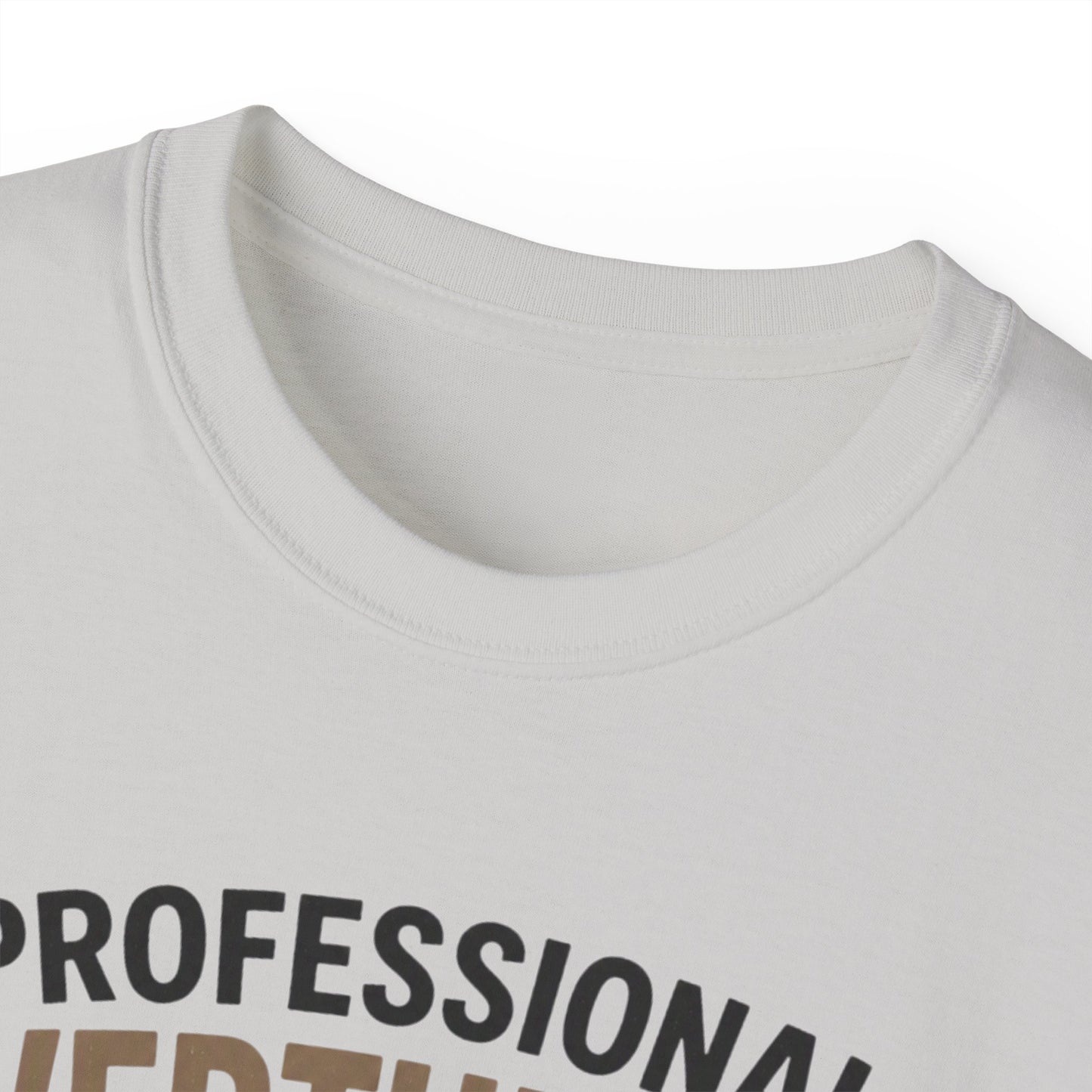 Professional Overthinker T-Shirt – Funny Cat Overworking Graphic Tee