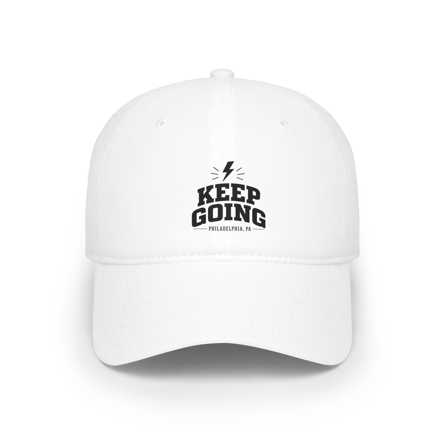 Keep Going Low Profile Baseball Cap — Motivational Embroidered Hat