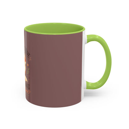 Stay Positive Fox Coffee Mug – 'Good Things Take Time' Inspirational Accent Mug