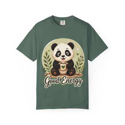 Good Energy Panda T-Shirt | Positive Vibes Cute Panda Graphic Tee for Women Men | Funny Motivational Animal Shirt | Soft Unisex Tee S–2XL