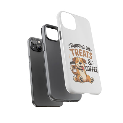 Running on Treats & Coffee Phone Case | Cute Dog Design for iPhone & Samsung