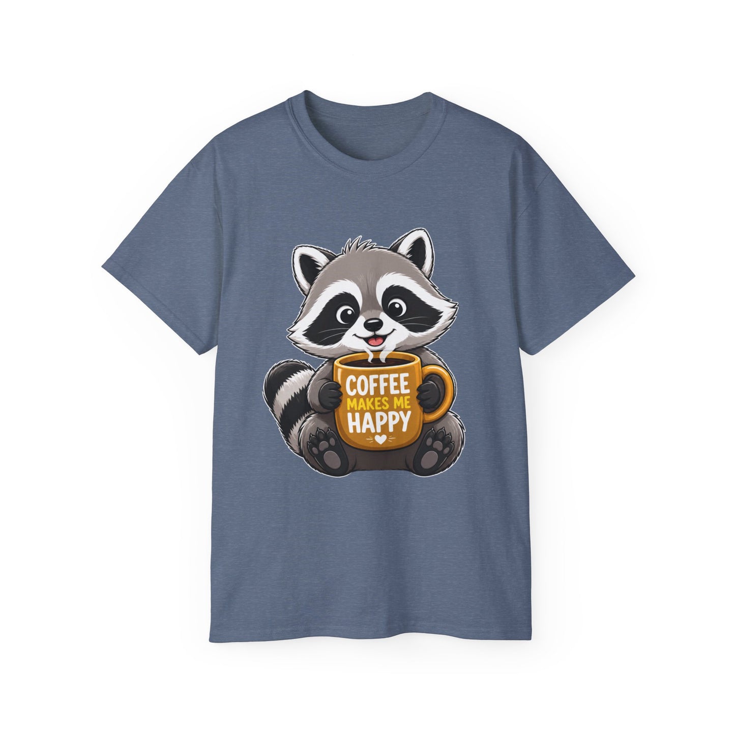 Cute Raccoon 'Coffee Makes Me Happy' Tee
