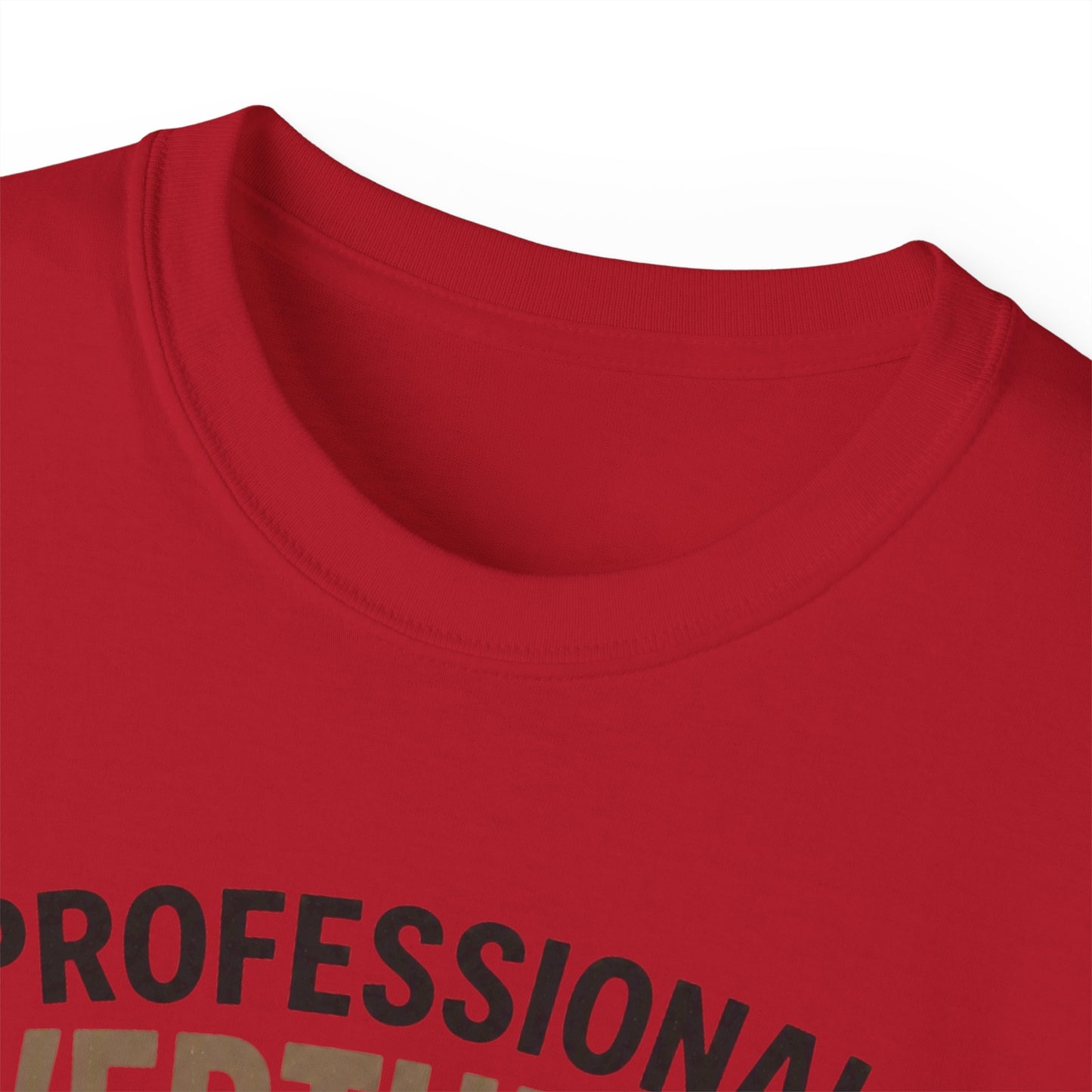 Professional Overthinker T-Shirt – Funny Cat Overworking Graphic Tee