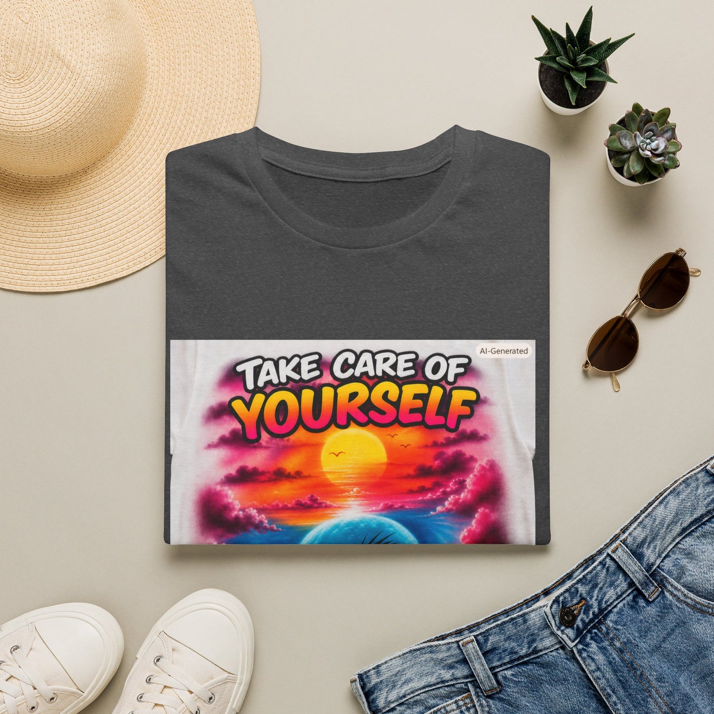 Take Care of Yourself T-Shirt — Self-Care Sunset Graphic Tee