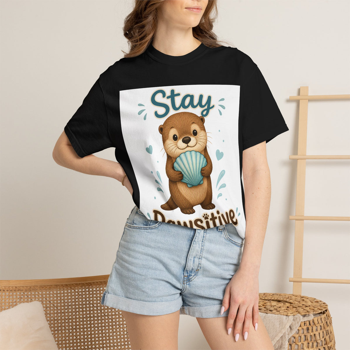 Stay Pawsitive Otter T-Shirt – Cute Animal Graphic Tee