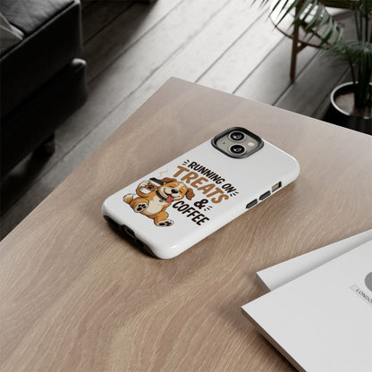 Running on Treats & Coffee Phone Case | Cute Dog Design for iPhone & Samsung