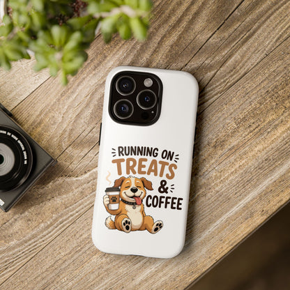 Running on Treats & Coffee Phone Case | Cute Dog Design for iPhone & Samsung