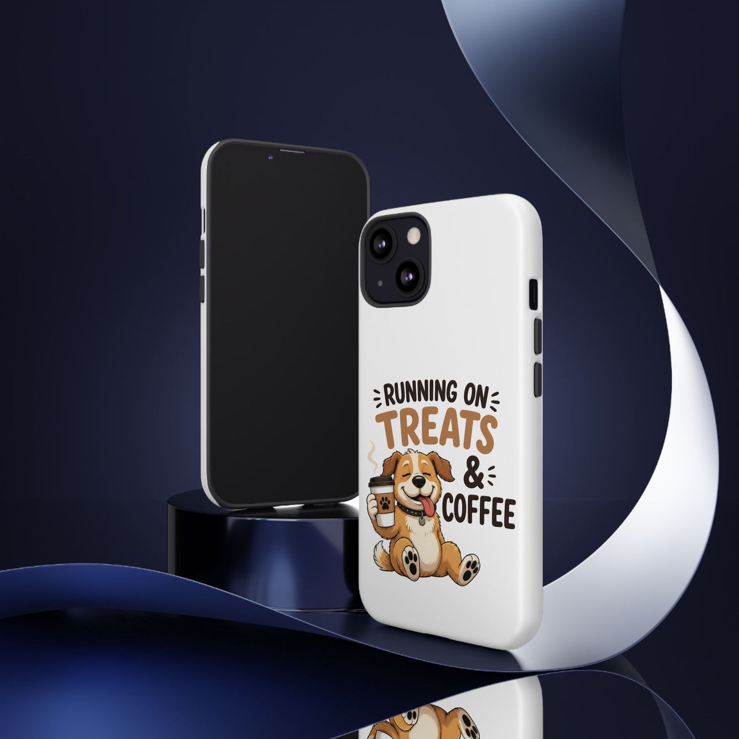 Running on Treats & Coffee Phone Case | Cute Dog Design for iPhone & Samsung