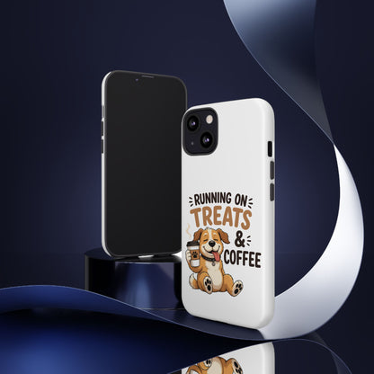 Running on Treats & Coffee Phone Case | Cute Dog Design for iPhone & Samsung