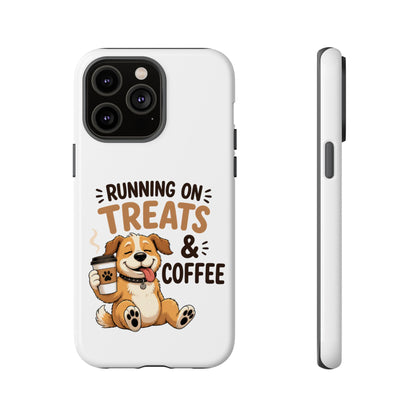 Running on Treats & Coffee Phone Case | Cute Dog Design for iPhone & Samsung