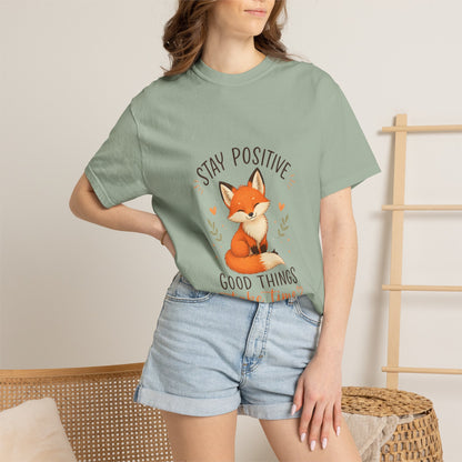 Fox Graphic T-Shirt — "Good Things Take Time" Stay Positive Inspirational Tee